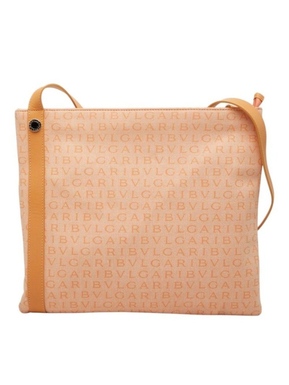 Bvlgari Logomania Crossbody Shoulder Bag Beige Canvas Leather